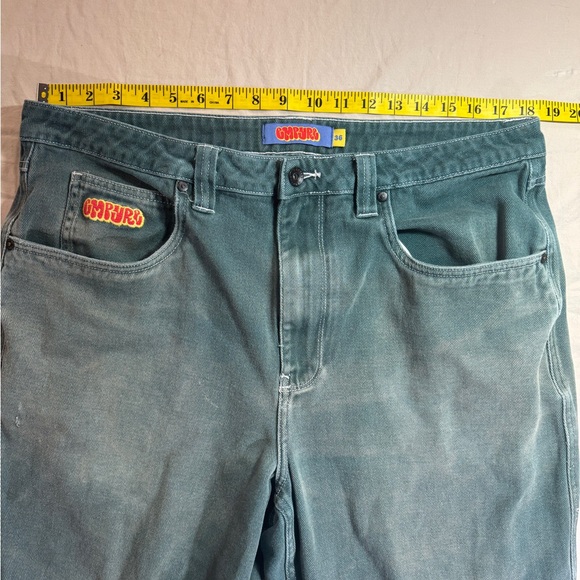 Empyre Green Denim Double Knee Distressed Jeans - Picture 8 of 16